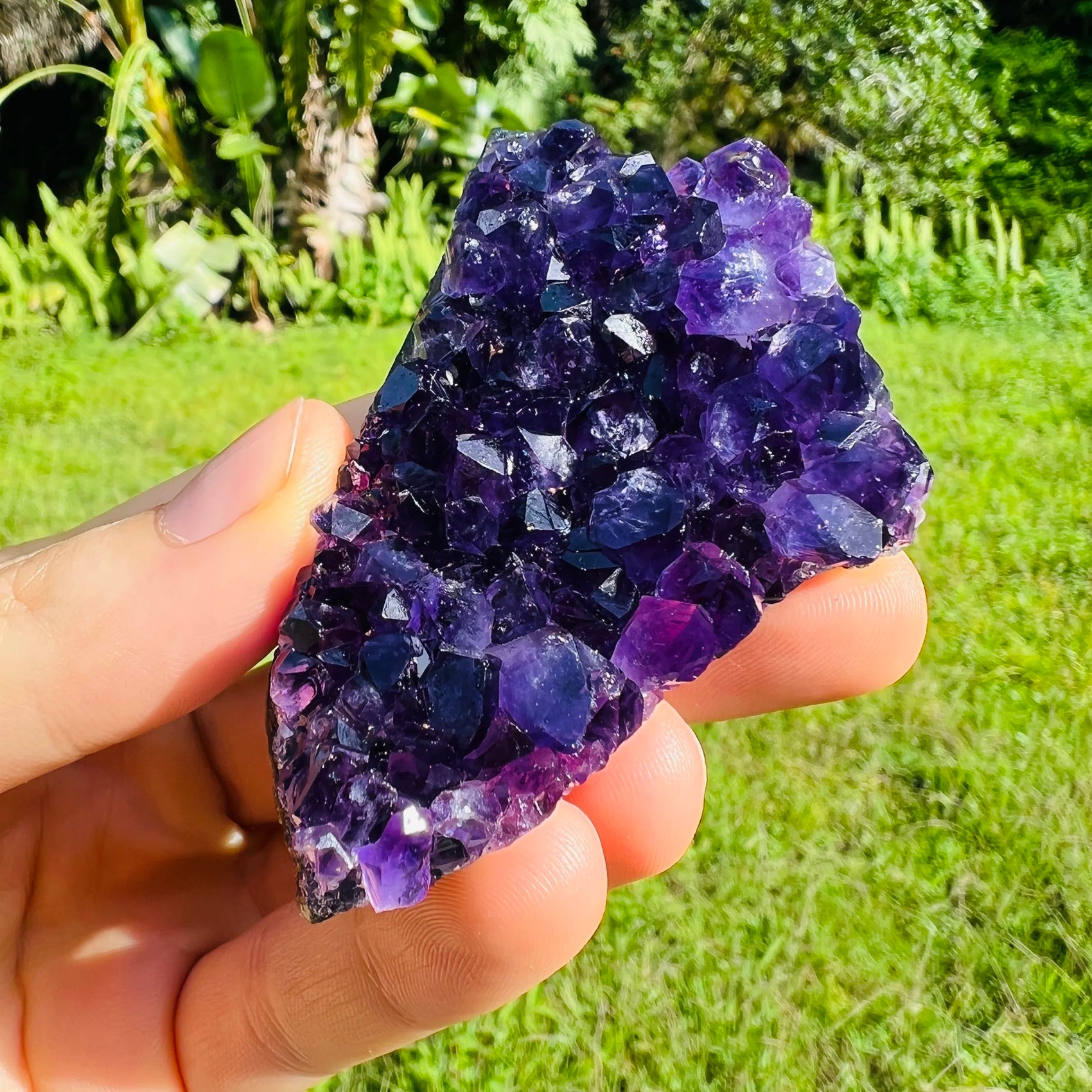 Top angle of Amethyst specimen, often paired with practices around Stress Relief, hand-selected from Artigas, Uruguay.