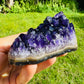 Profile view of Amethyst specimen, hand-selected from Artigas, Uruguay, kept near for Stress Relief.