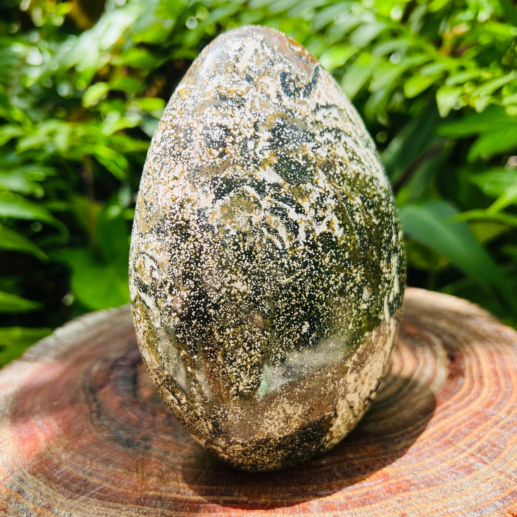 Detail capture of Ocean Jasper freeform, showing natural variation, sourced from Sofia, Madagascar.