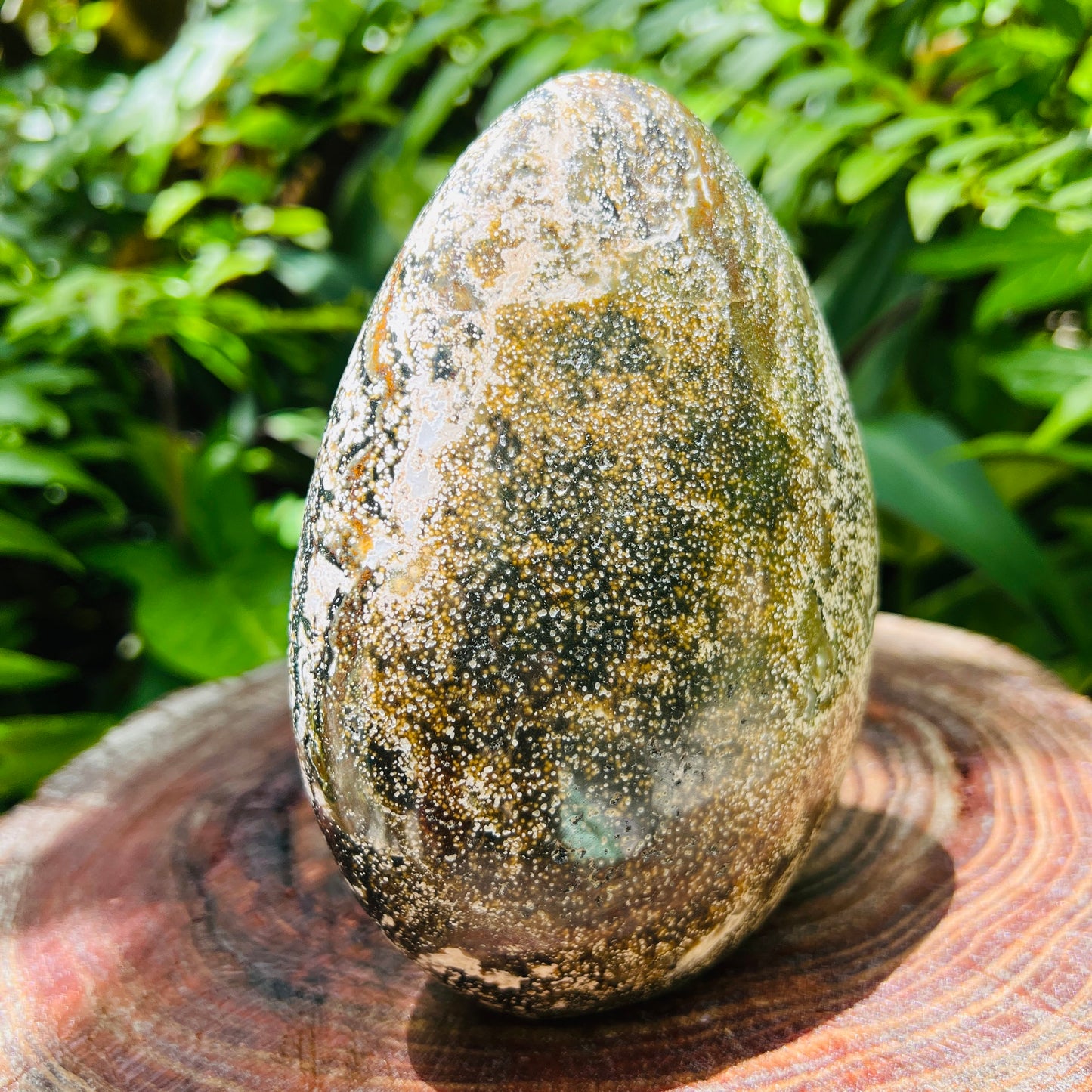 Reverse side of green Ocean Jasper freeform, sourced from Sofia, Madagascar.