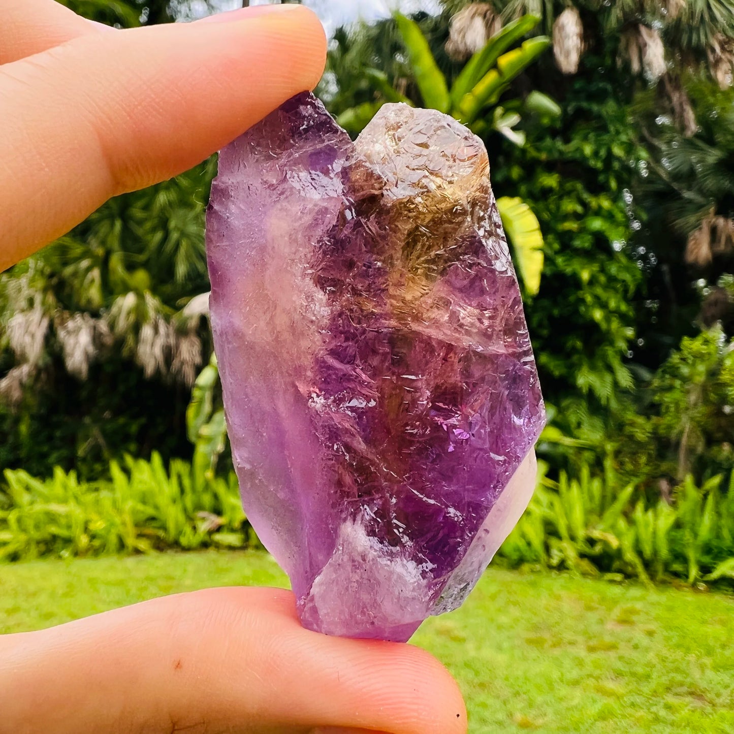Full profile of Grade AA Ametrine raw ready to ship from Beyond Bohemian