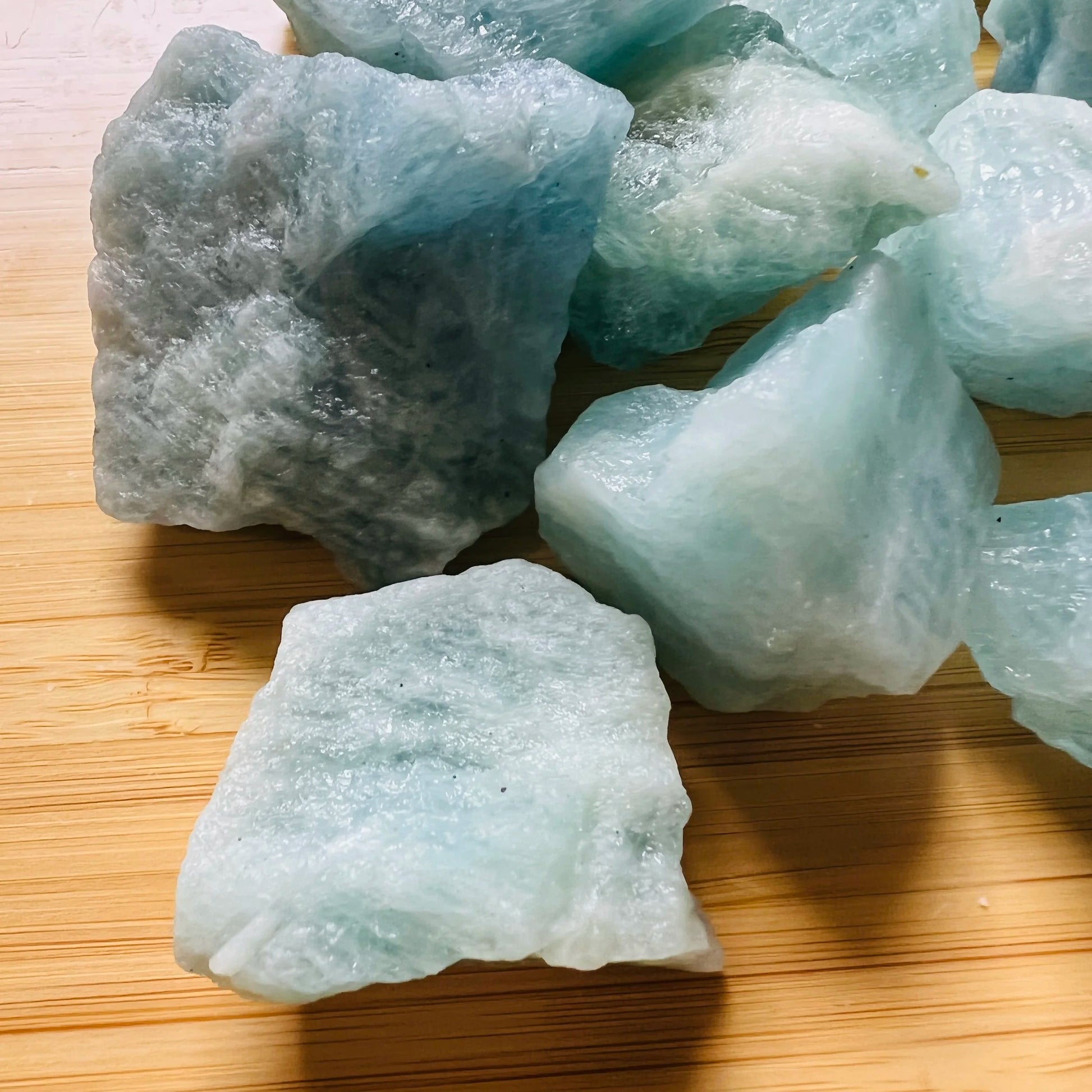 Full profile of Grade AA Aquamarine raw ready to ship from Beyond Bohemian
