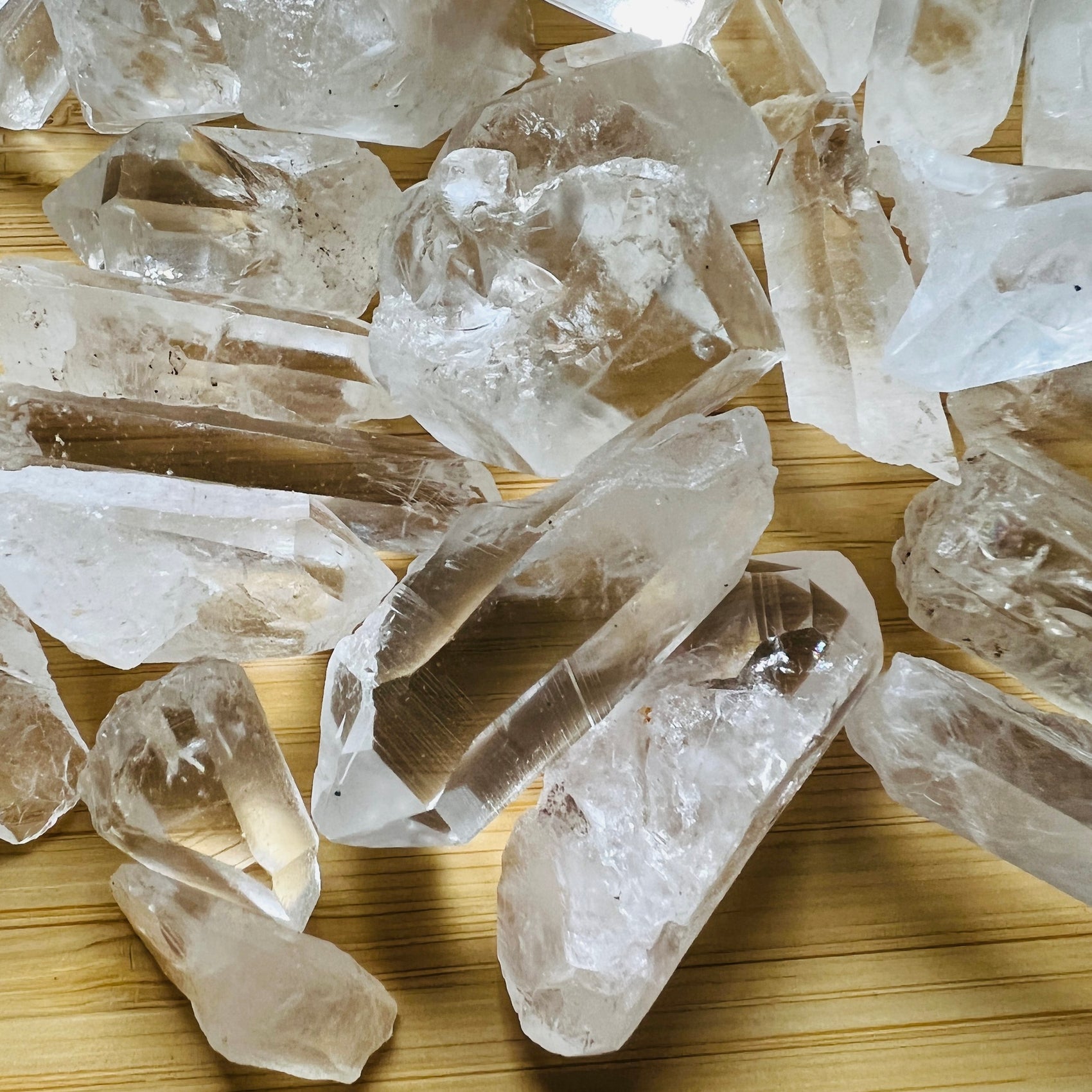 Tight crop of Lemurian Quartz raw point, showing untreated character, for Meditation and Intuition.