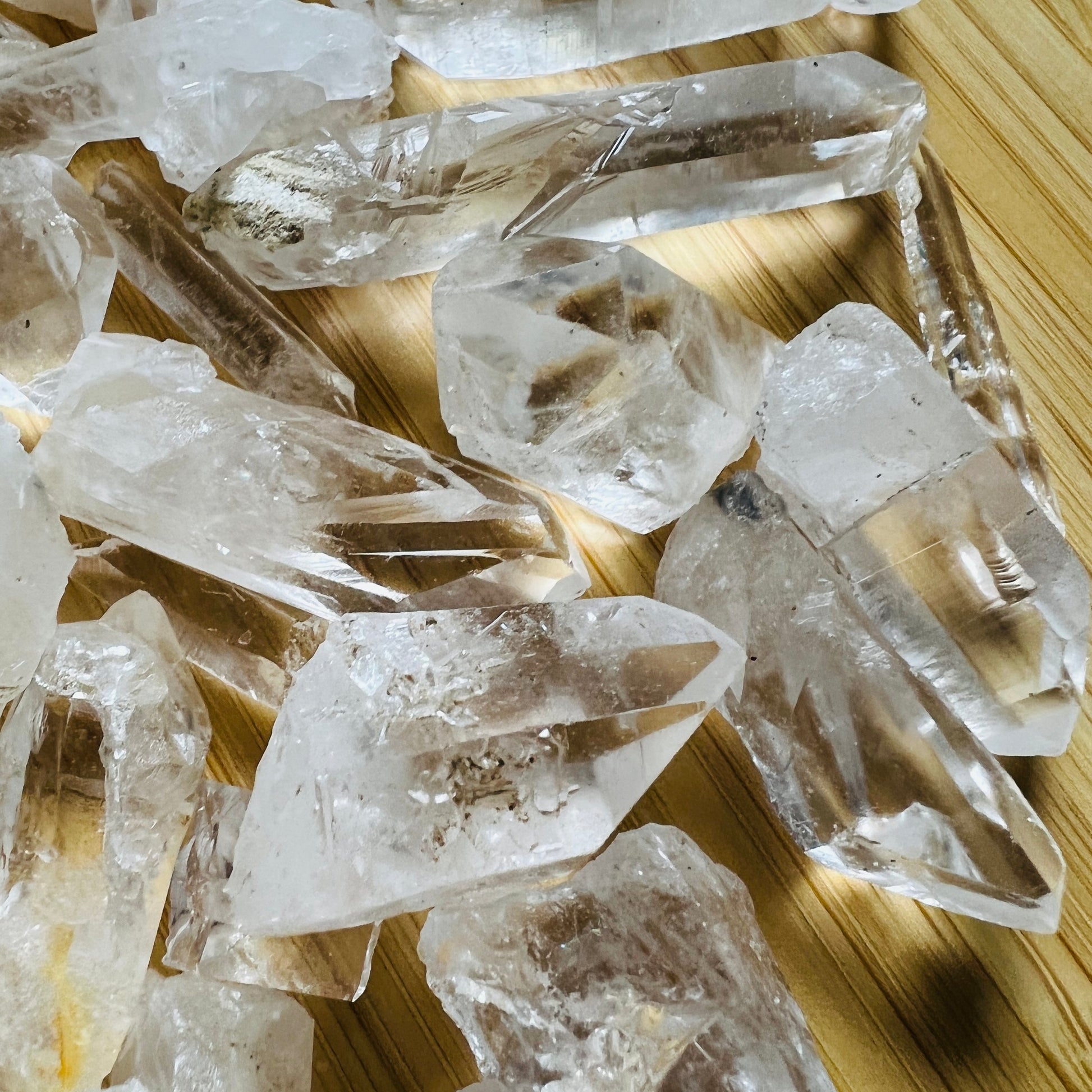 Full profile of Grade AA Lemurian Quartz point ready to ship from Beyond Bohemian