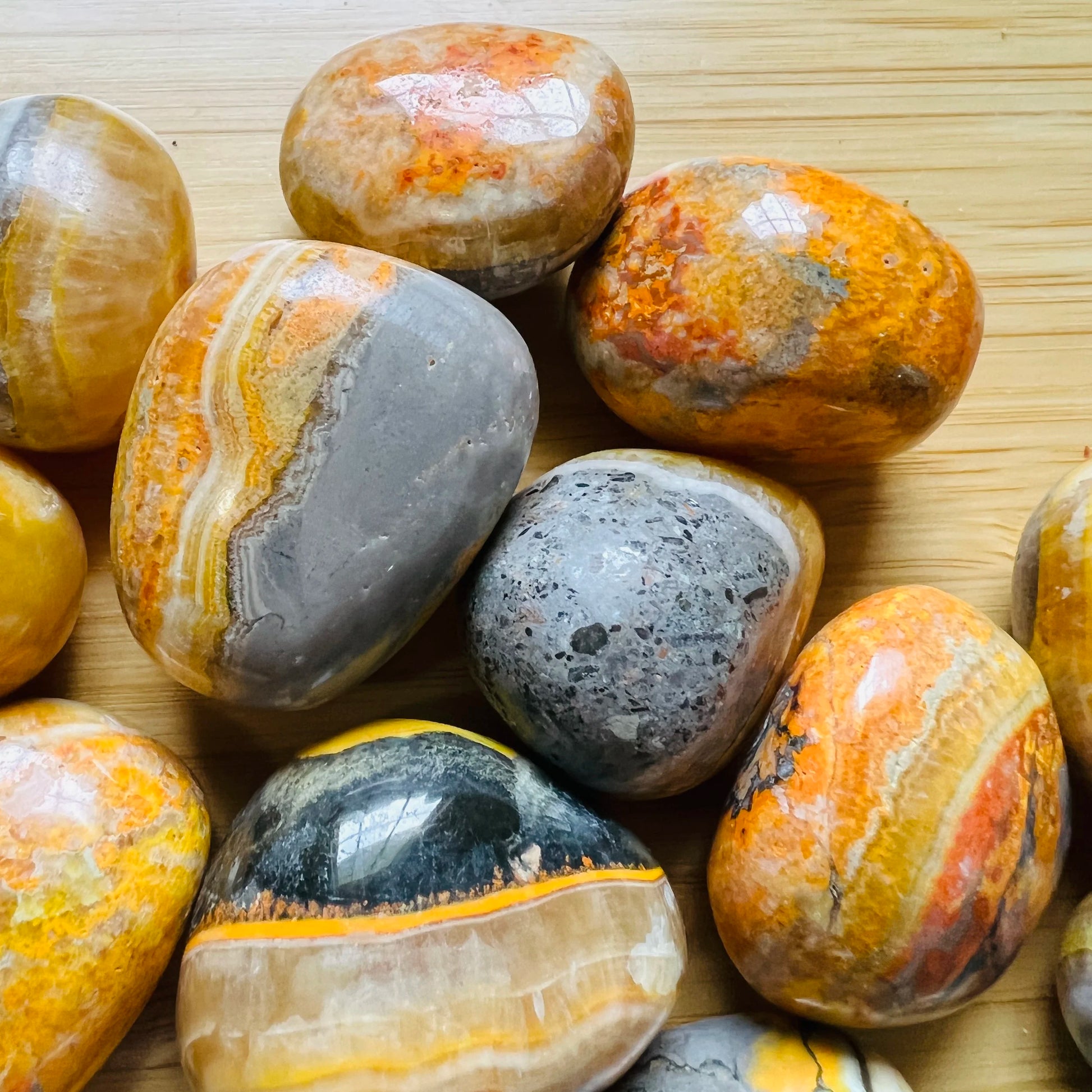 Handheld Bumblebee Jasper crystal from Indonesia for meditation, Energy and Manifestation