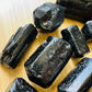Full profile of Grade A Black Tourmaline raw ready to ship from Beyond Bohemian