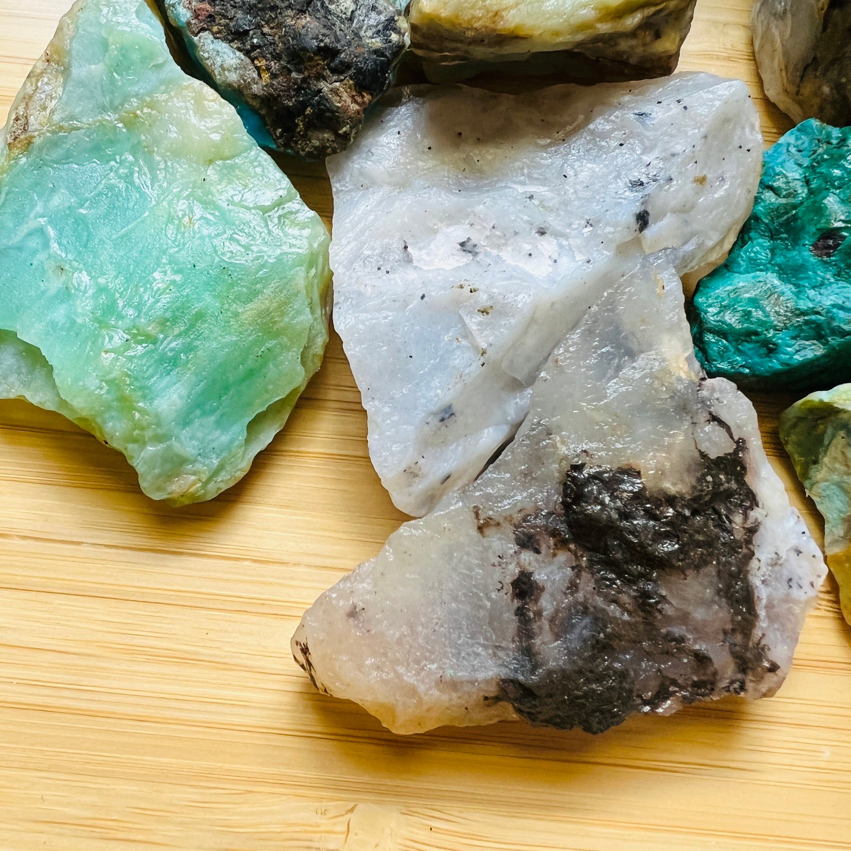 Blue Opal raw stone from Peru with Blue color, polished finish for mindful calm