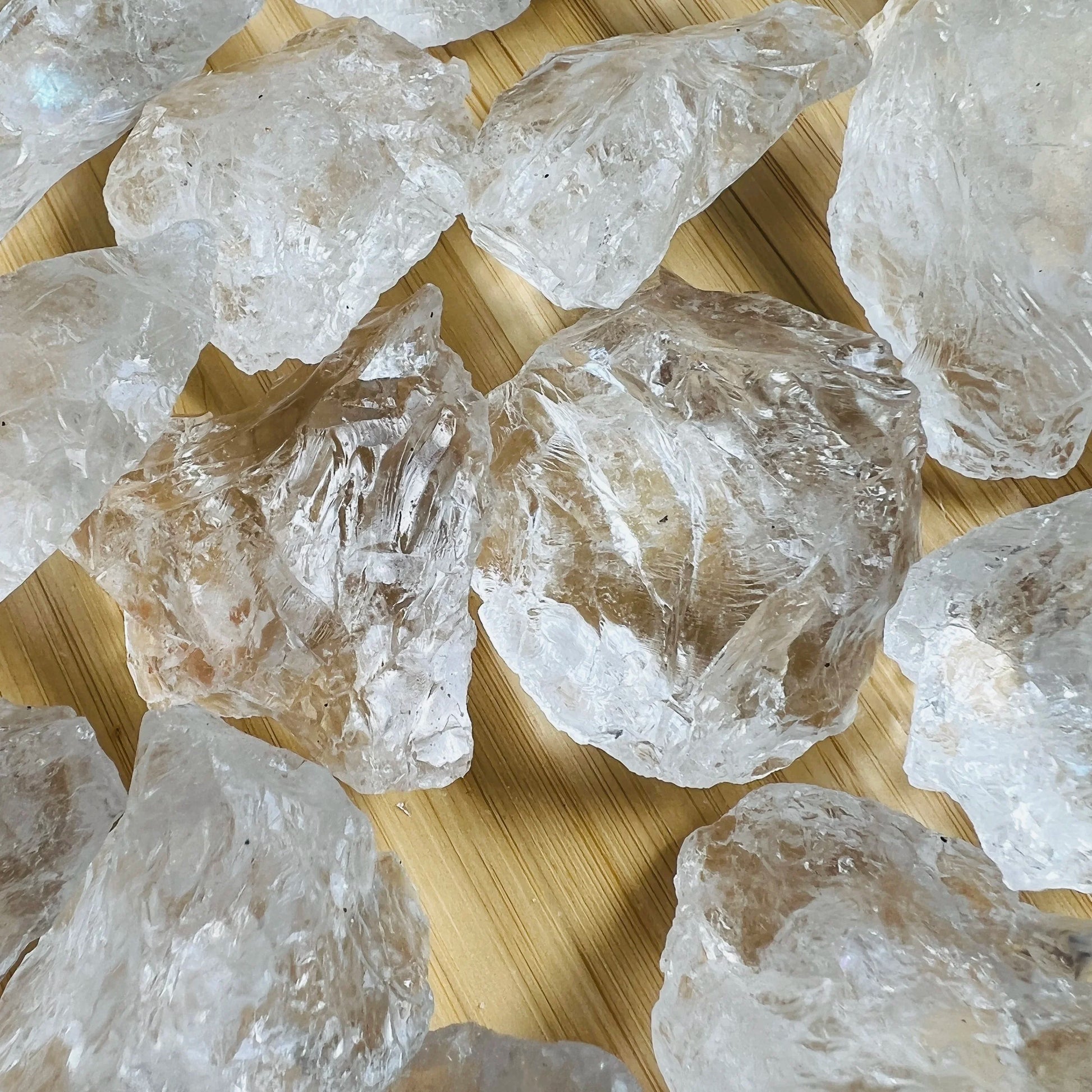 Top view of Grade AA Clear Quartz raw, sourced from Minas Gerais, Brazil