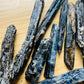 Plan view of Blue Kyanite raw stone, showing natural patina.