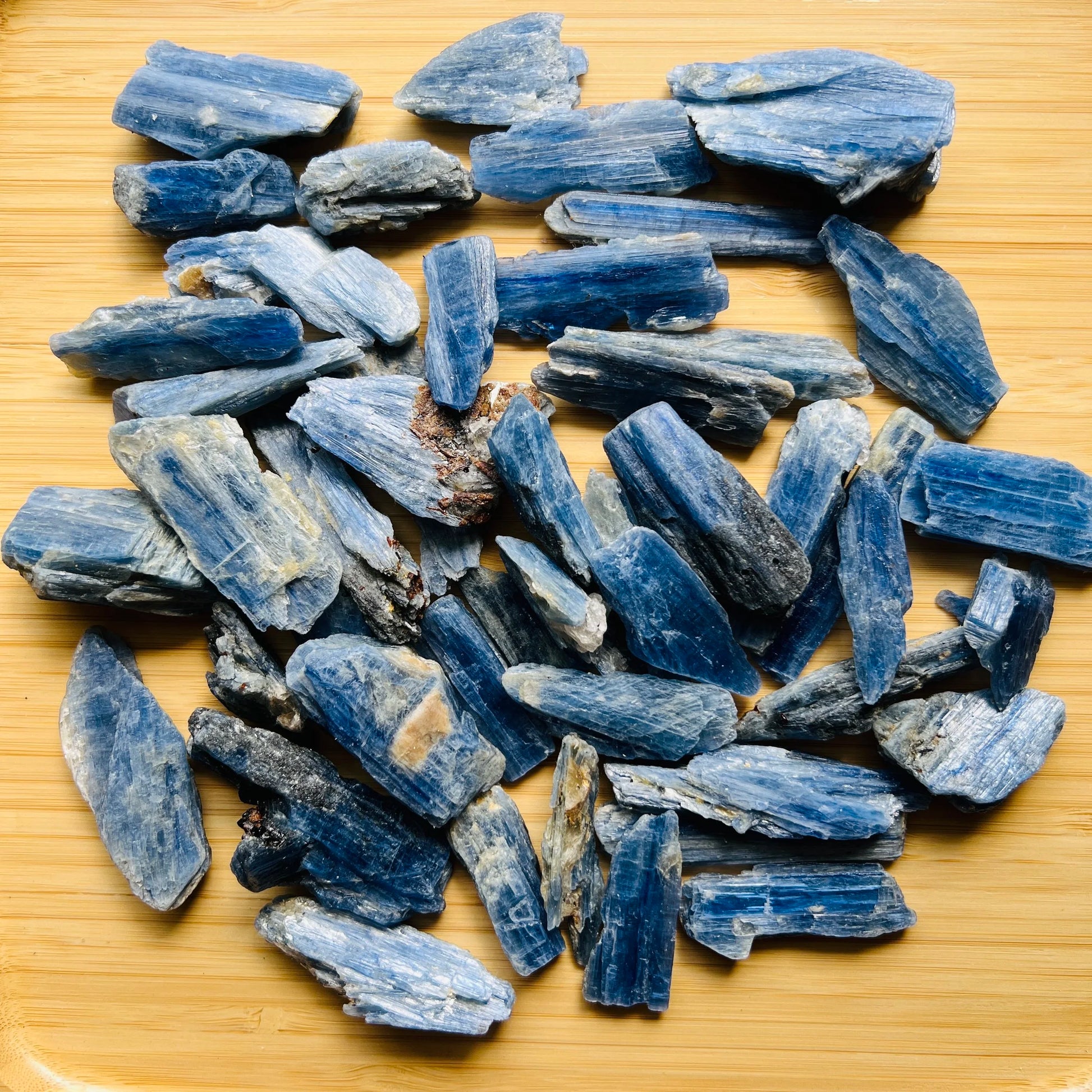 Detail of Blue Kyanite raw stone, drawn on for Confidence.