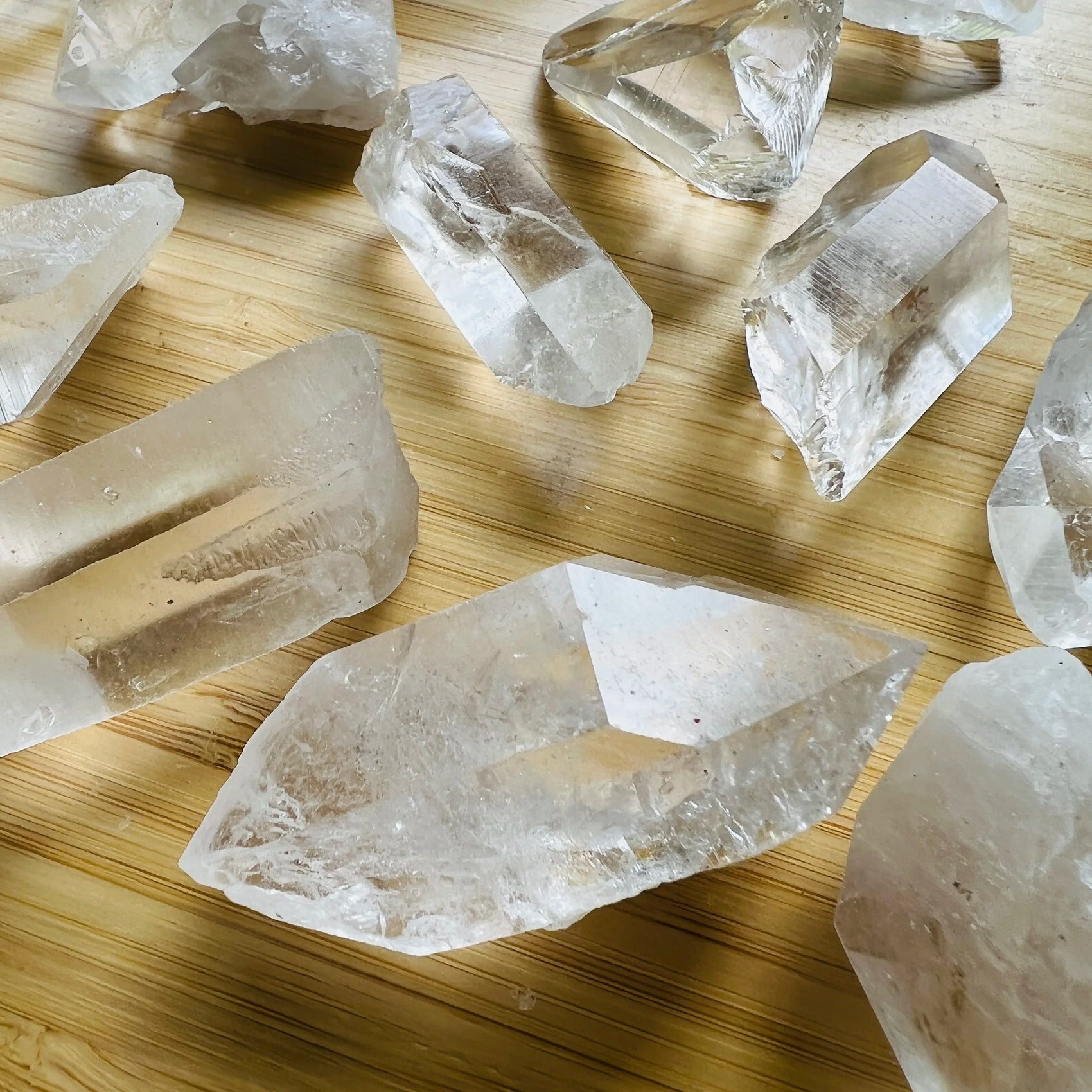 Opposite side of Clear Quartz raw point, showing characteristic finish, United States-sourced.