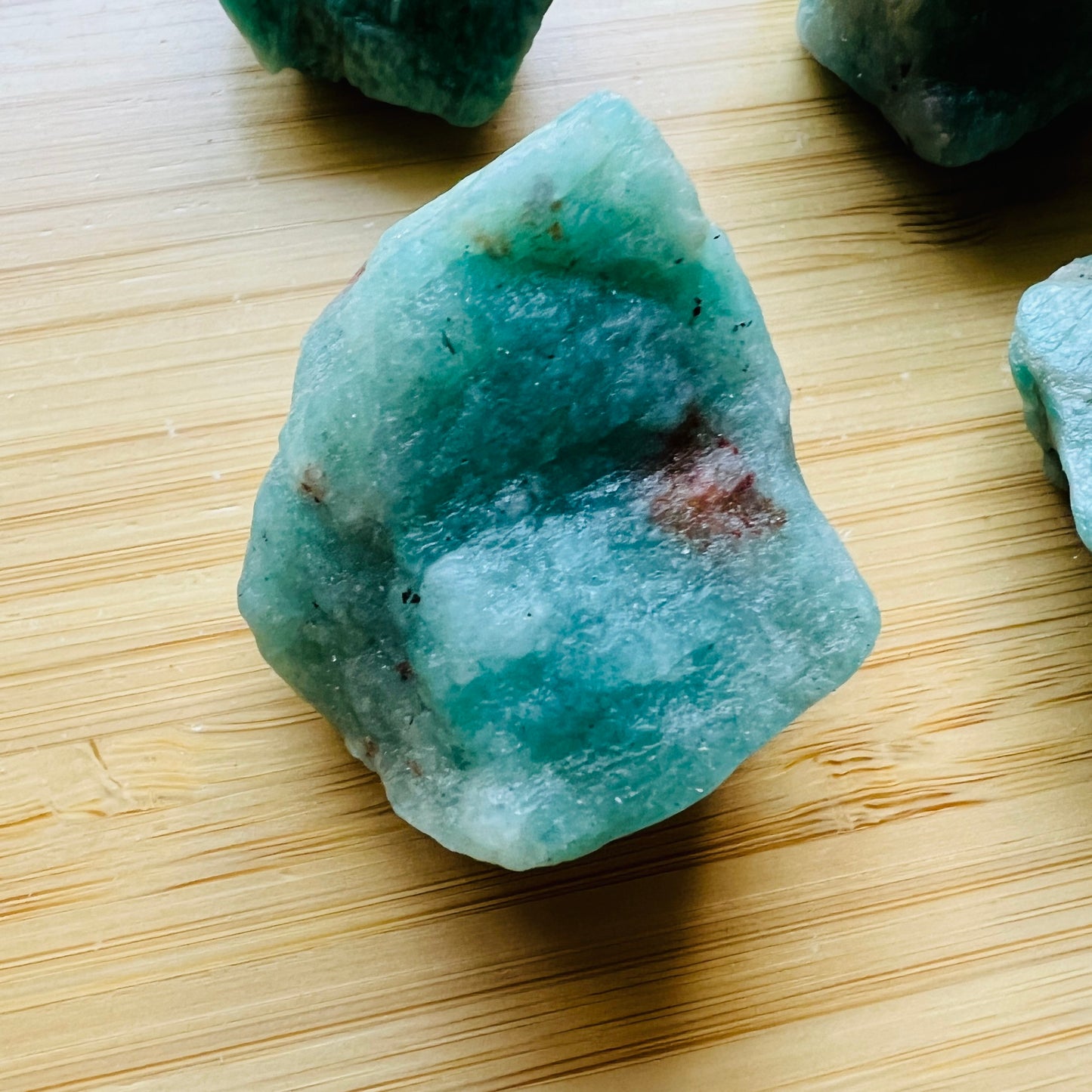 Back view of Grade AA Amazonite raw showing natural surface