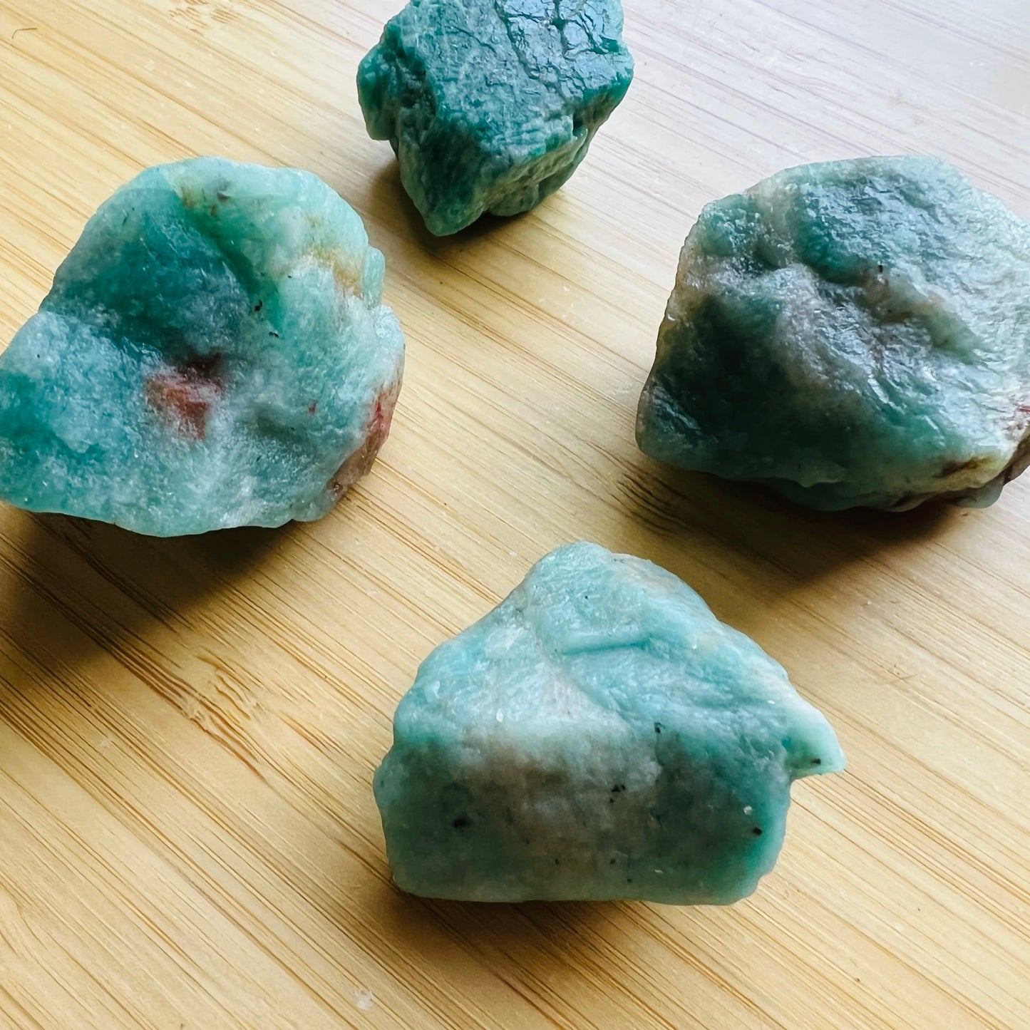 Full profile of Grade AA Amazonite raw ready to ship from Beyond Bohemian