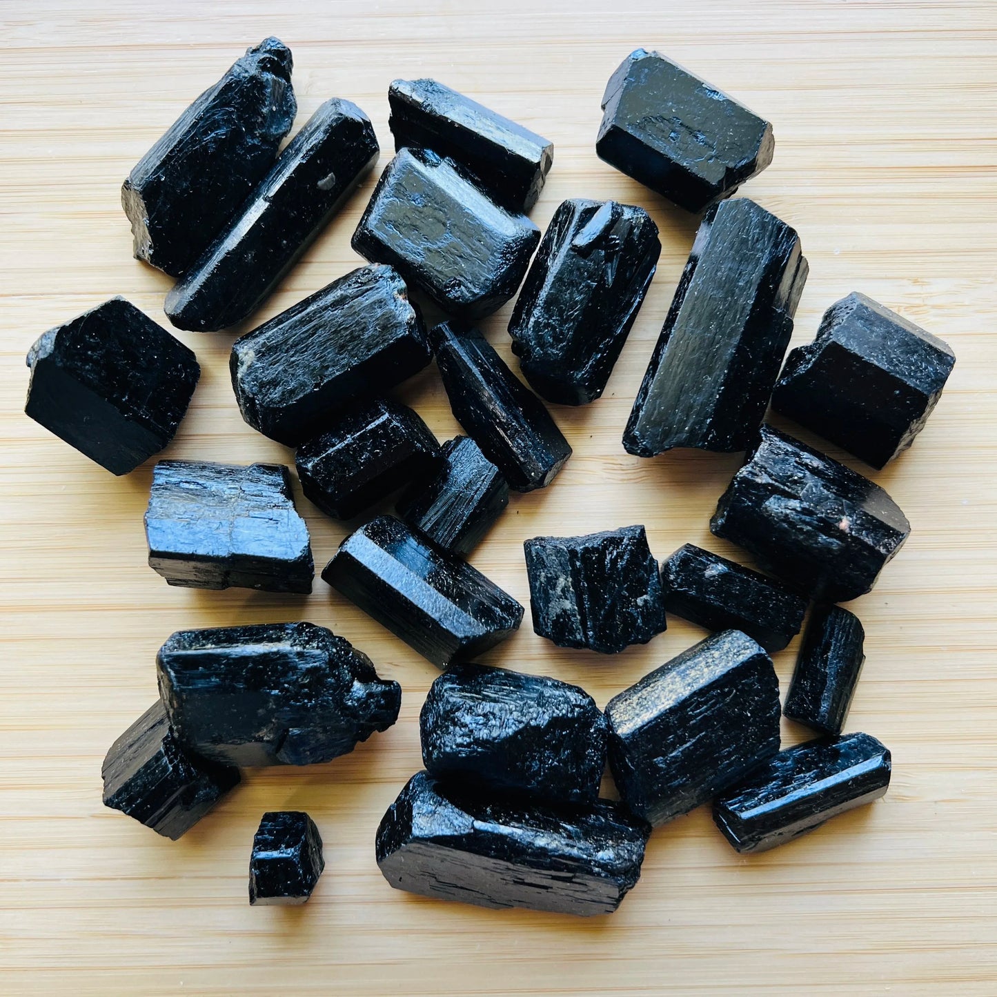 Full profile of Grade AA Black Tourmaline raw ready to ship from Beyond Bohemian