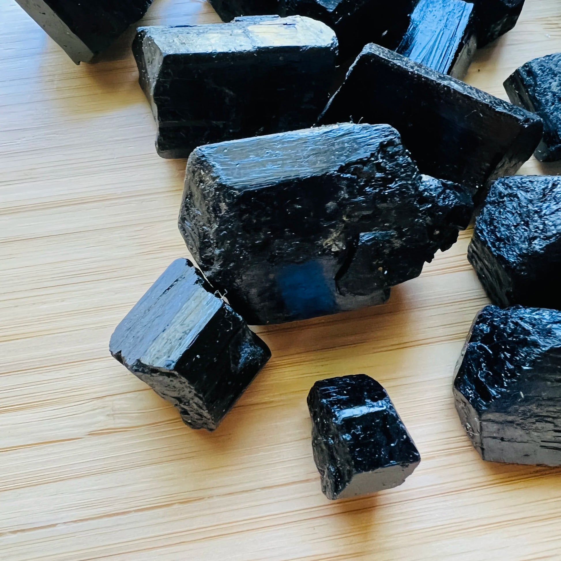 Full profile of Grade AA Black Tourmaline raw ready to ship from Beyond Bohemian