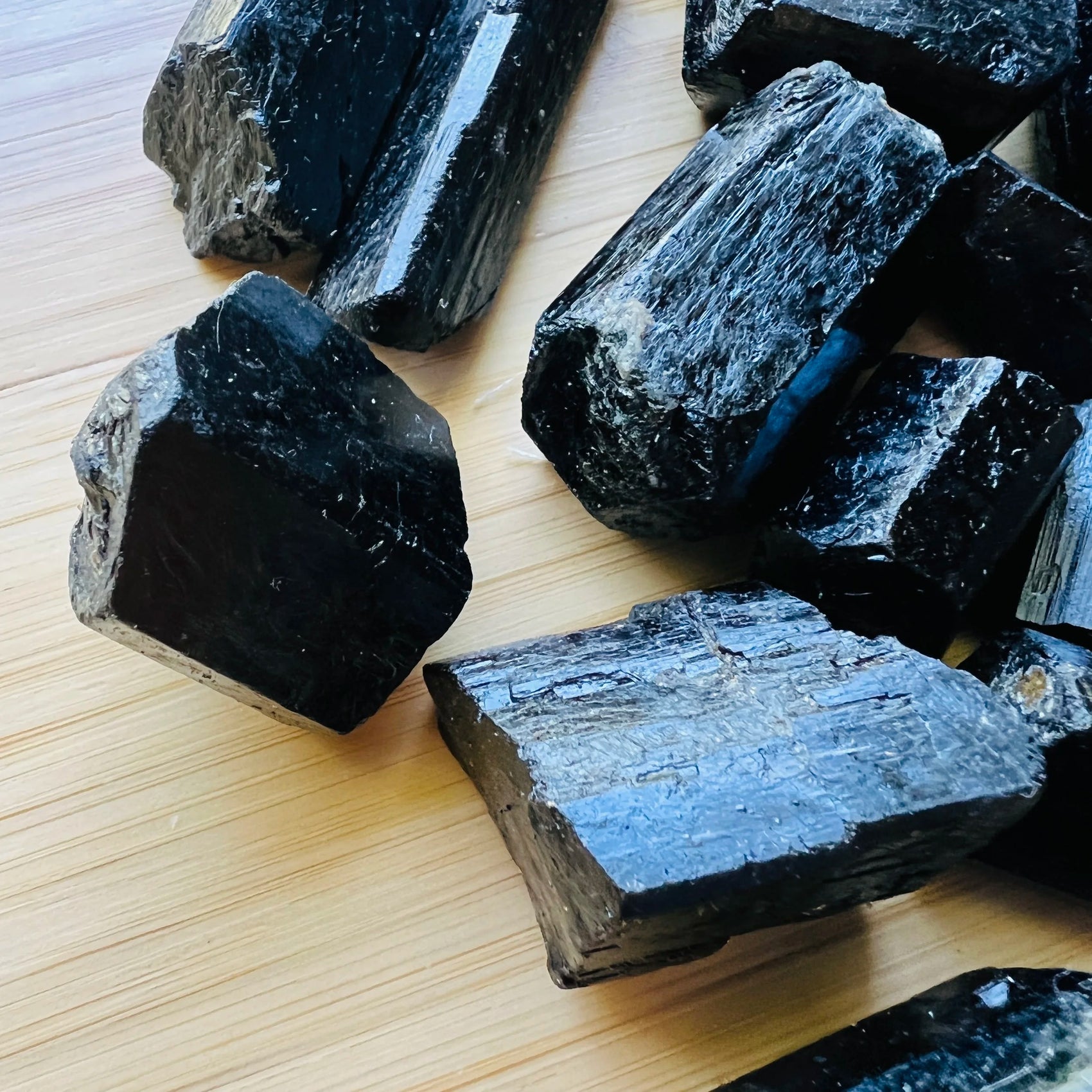 Full profile of Grade AA Black Tourmaline raw ready to ship from Beyond Bohemian
