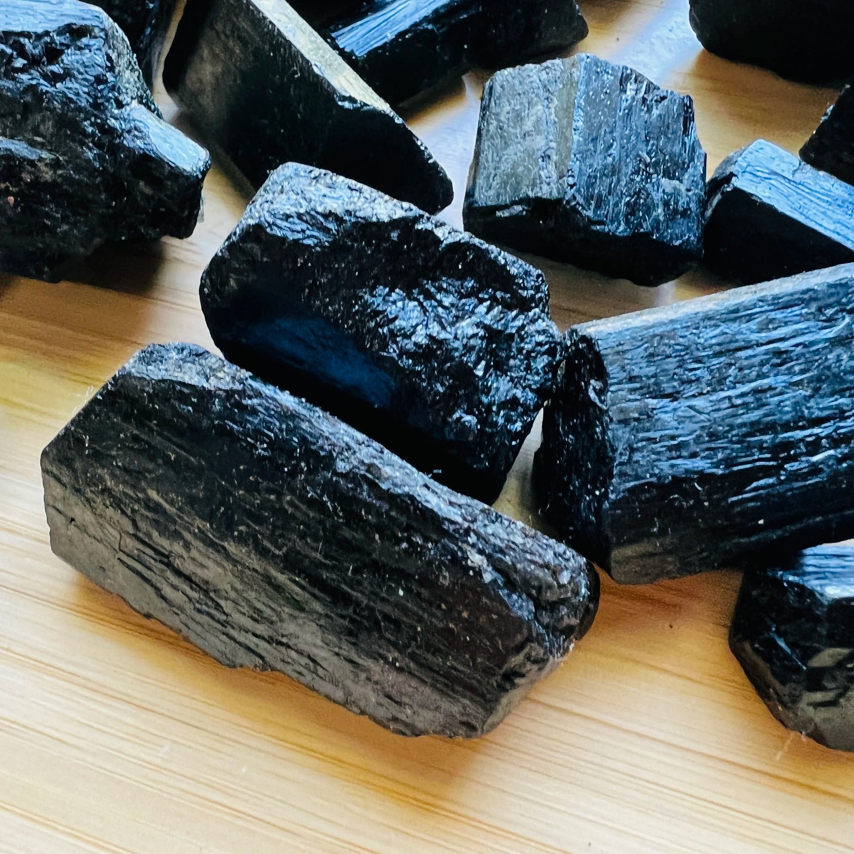 Full profile of Grade AA Black Tourmaline raw ready to ship from Beyond Bohemian