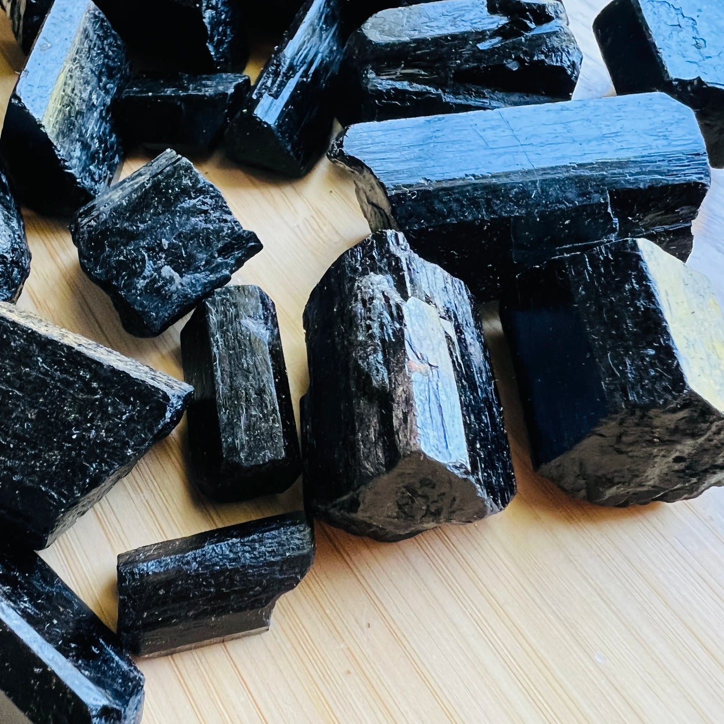 Full profile of Grade AA Black Tourmaline raw ready to ship from Beyond Bohemian