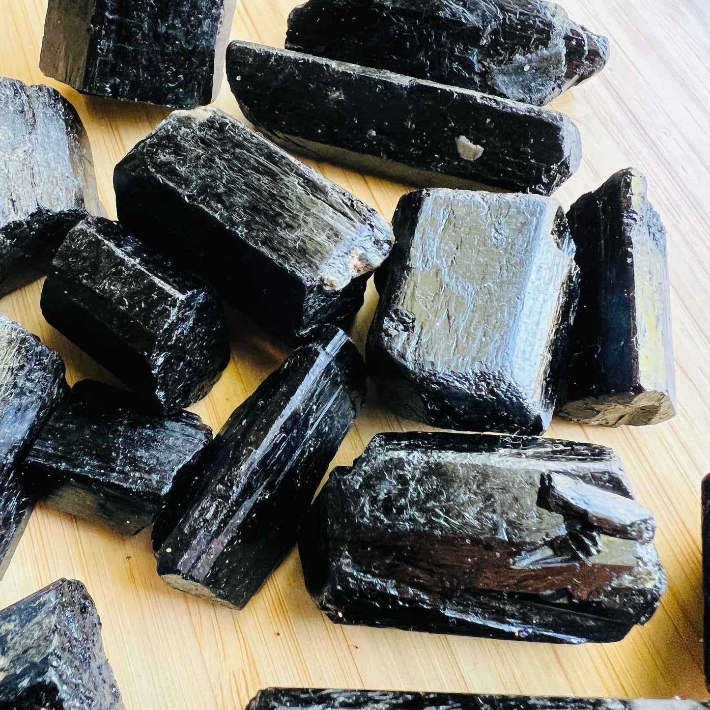Full profile of Grade AA Black Tourmaline raw ready to ship from Beyond Bohemian