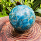 Detail shot of Grade AA Apatite sphere under natural light