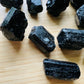 Top view of Grade AA Black Tourmaline raw, sourced from Vakinankaratra, Madagascar