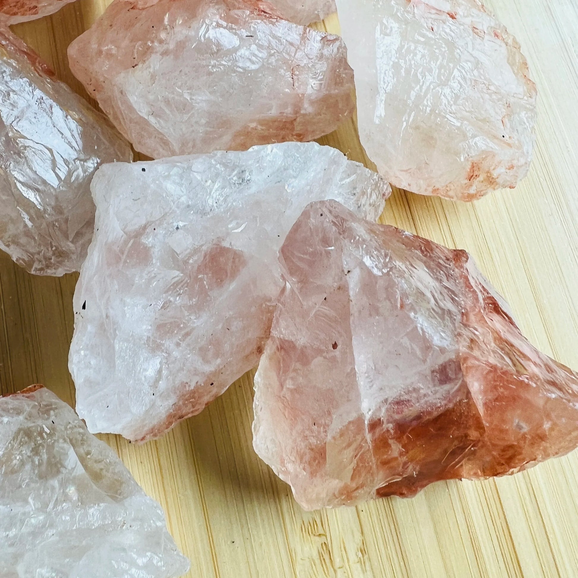 Bottom side of Fire Quartz raw stone, showing natural color depth.