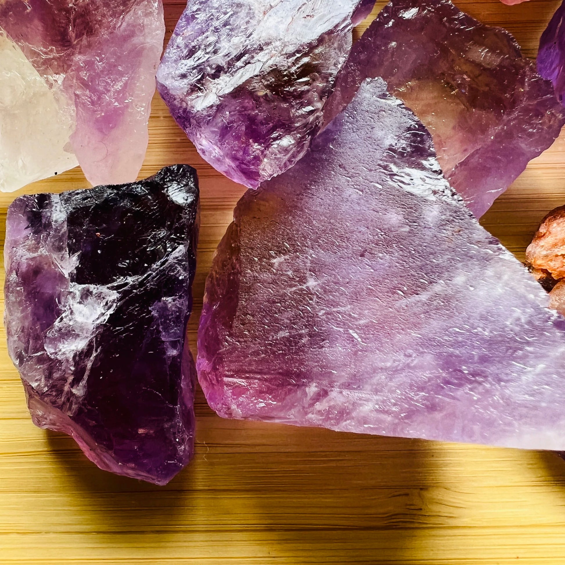 Full profile of Grade AA Ametrine raw ready to ship from Beyond Bohemian