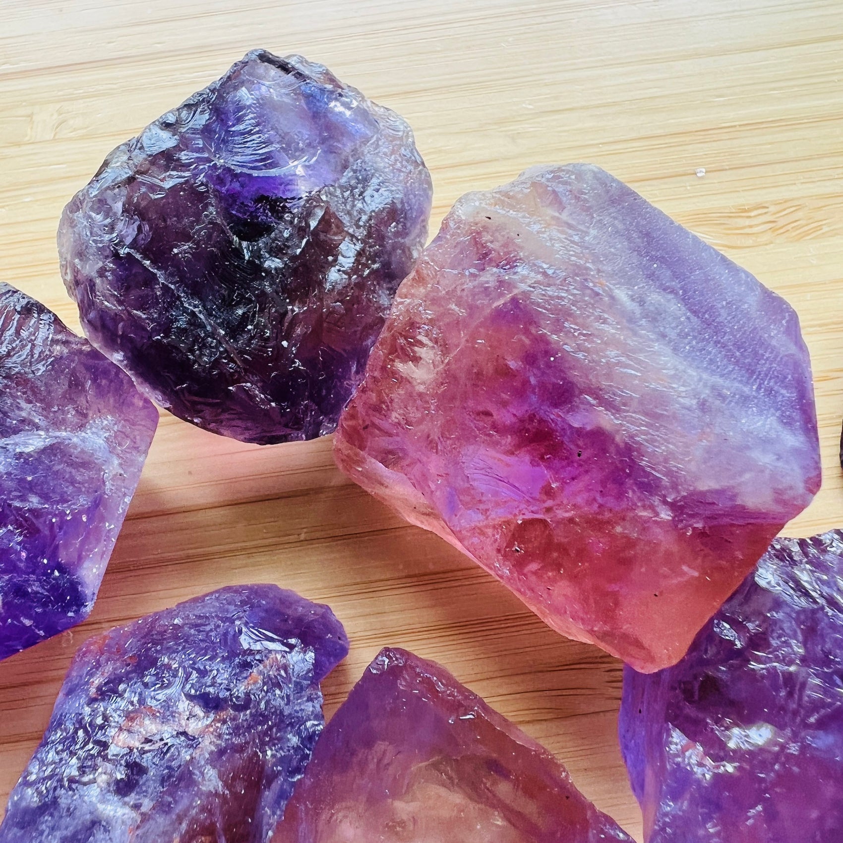 Close-up of Ametrine raw crystal from Bolivia, soothing wellness stone for Abundance