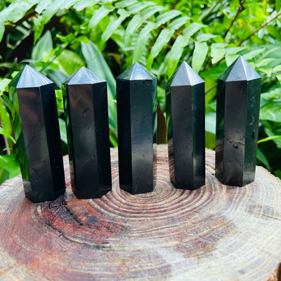 Shungite point in Black tones, ethically sourced from Russia for Stress Relief and Cleansing