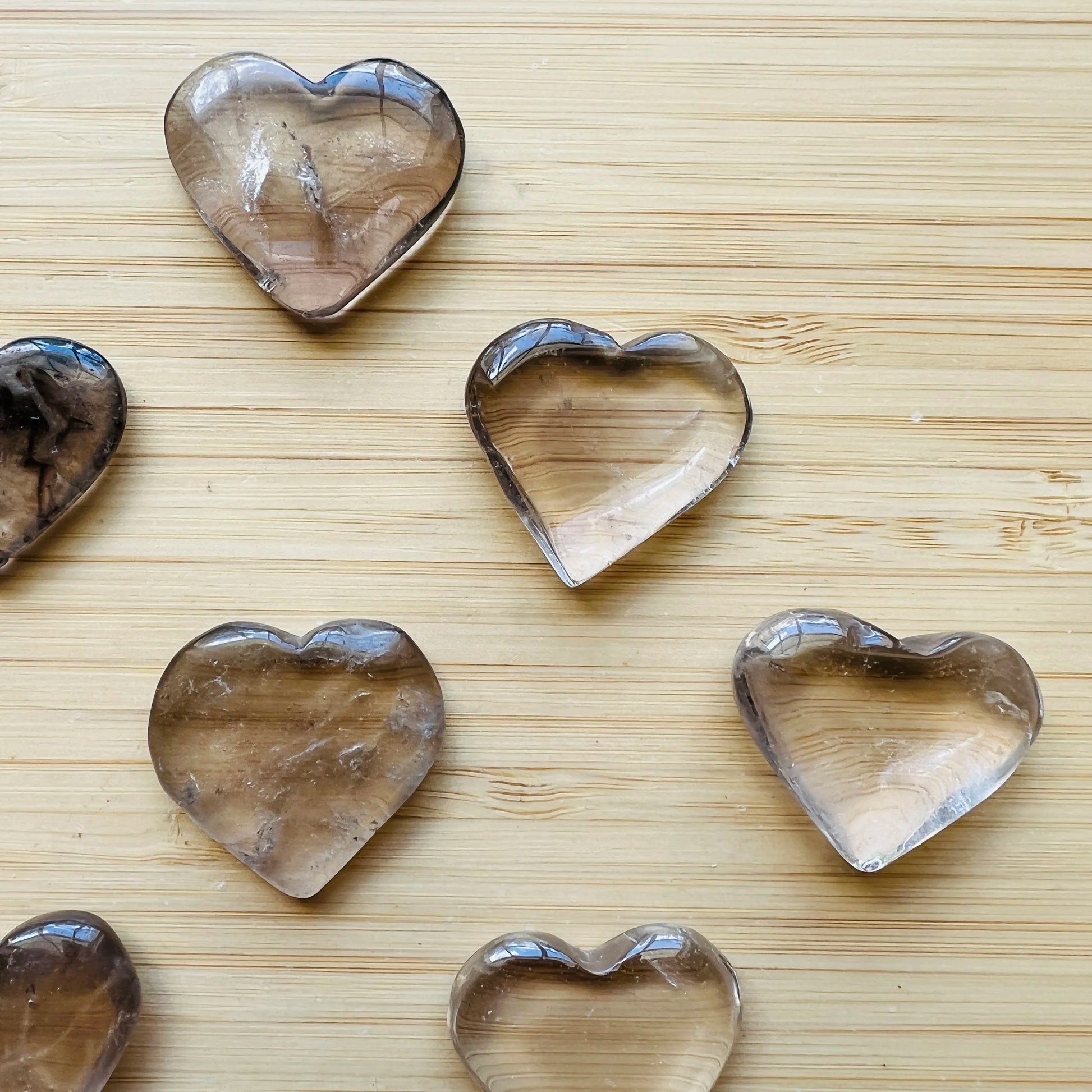Opposite side of brown Smoky Quartz polished heart, hand-selected from Minas Gerais, Brazil.