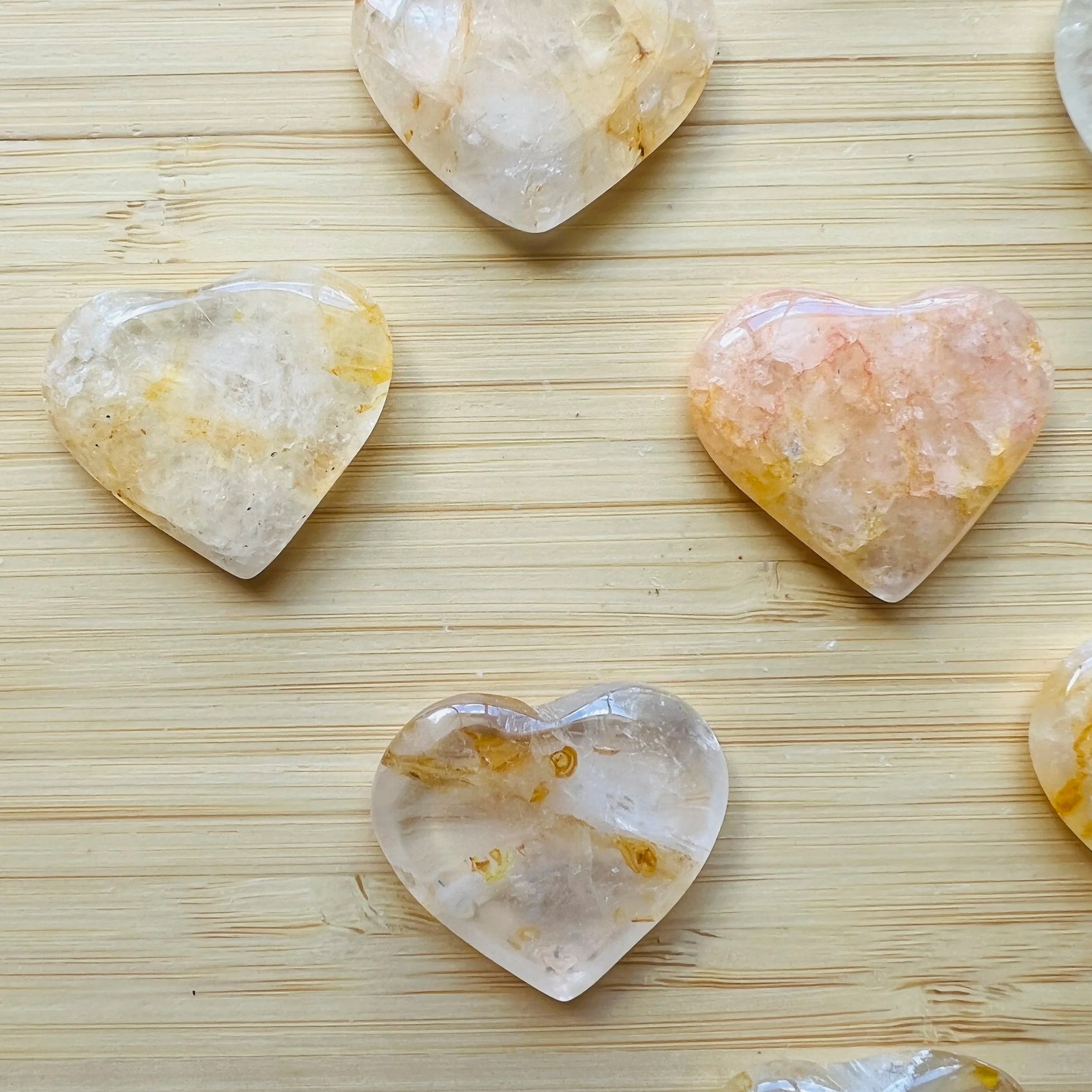 Back view of Golden Healer polished heart, turned to for Healing, from Minas Gerais, Brazil.