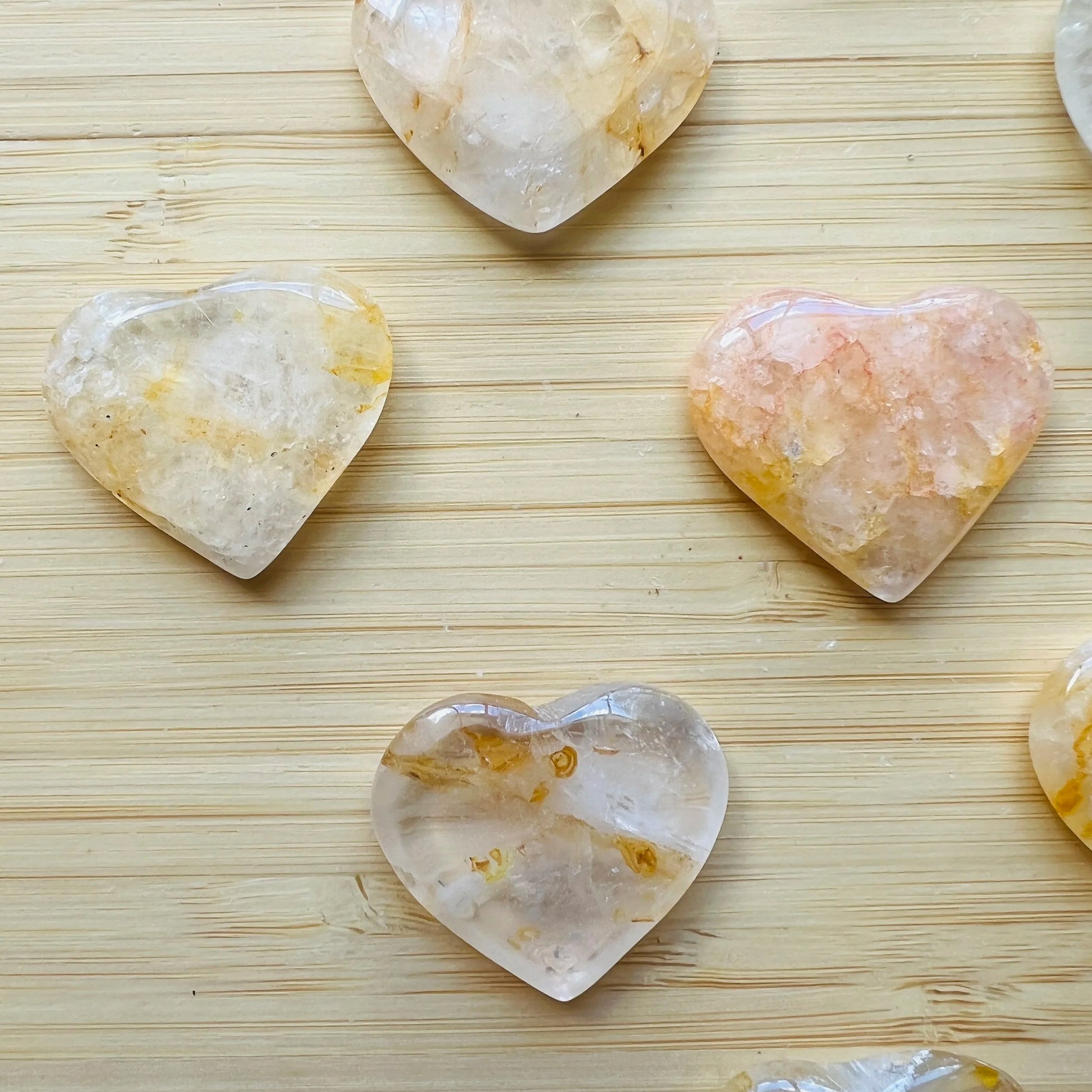 Back view of Golden Healer polished heart, turned to for Healing, from Minas Gerais, Brazil.