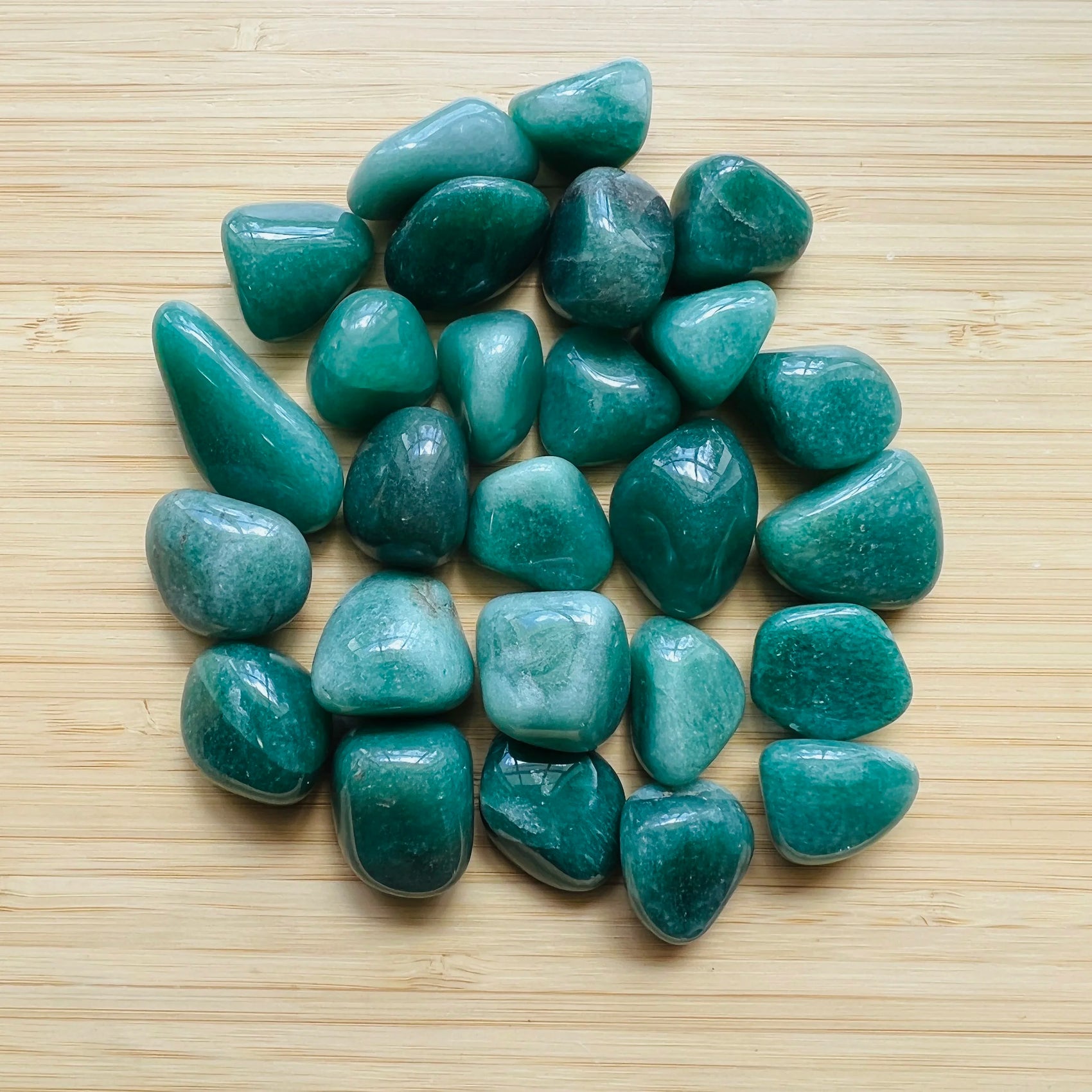 Aventurine tumbled stone in Green tones, ethically sourced from Brazil for Abundance and Emotional Healing
