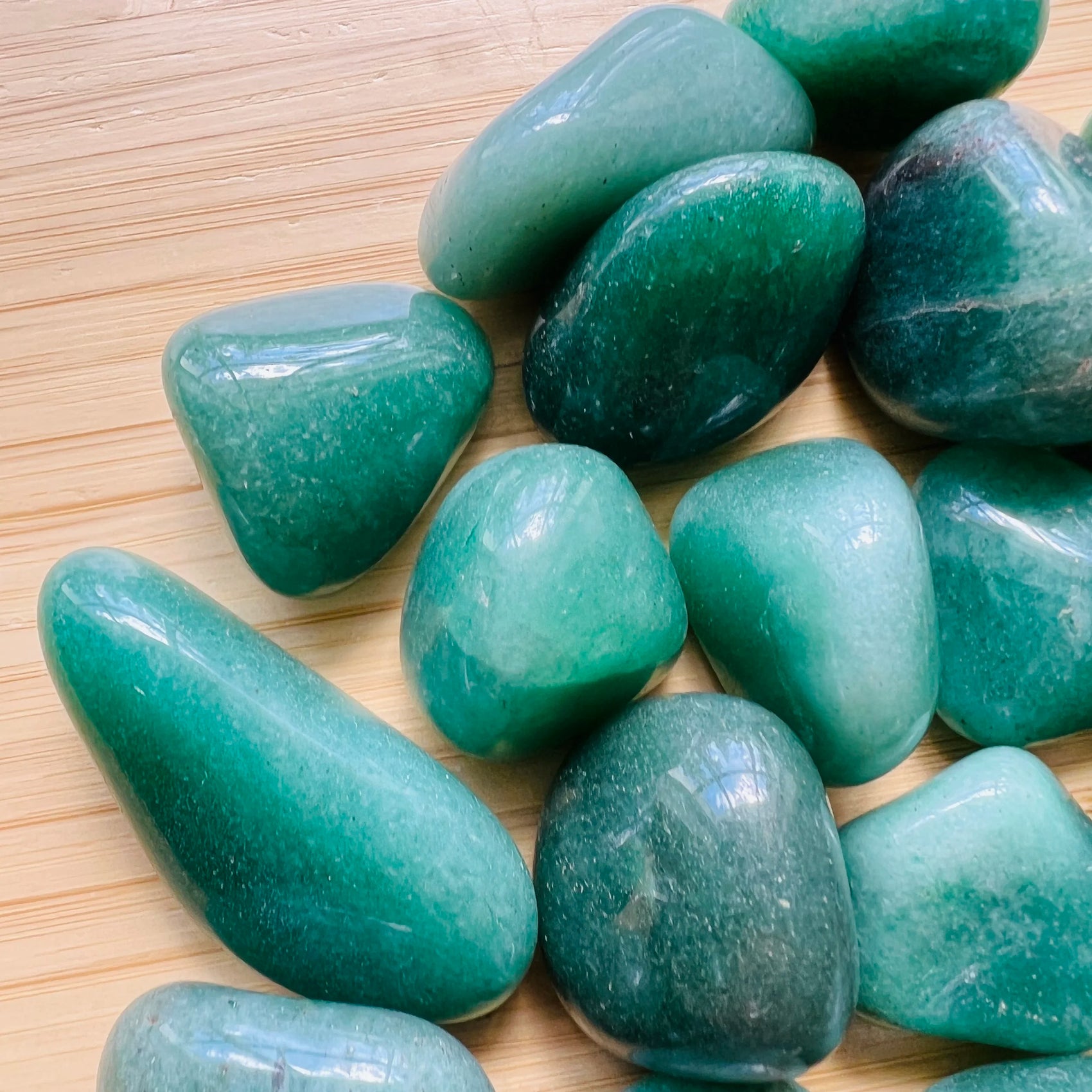 Aventurine tumbled stone from Brazil with Green color, polished finish for mindful calm