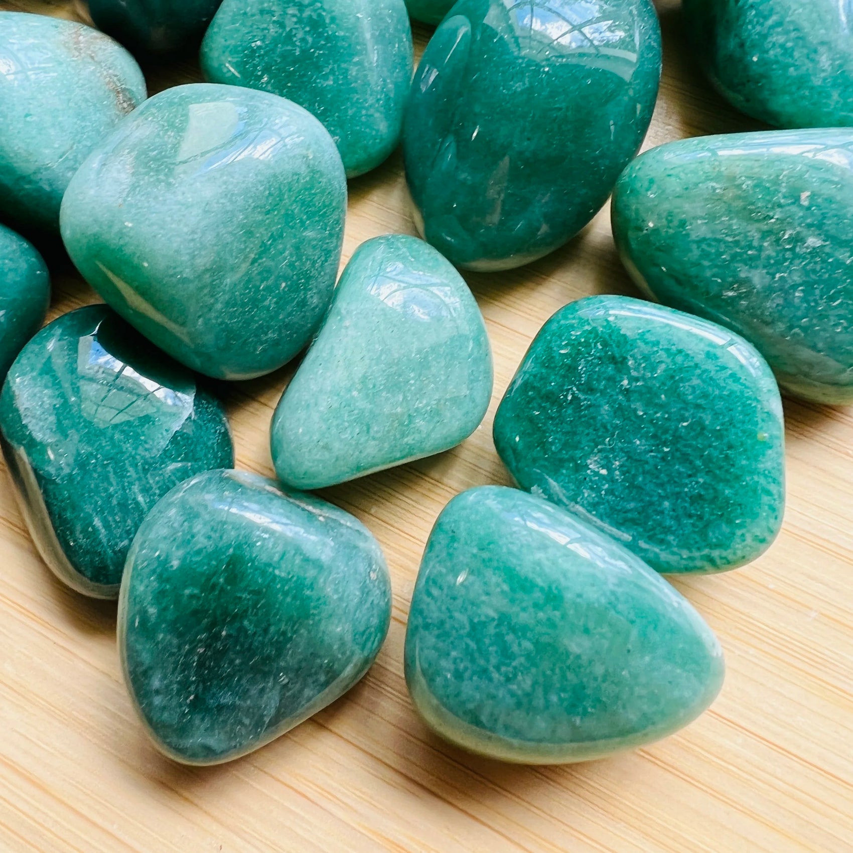 Handheld Aventurine tumbled stone from Brazil for meditation, Abundance and Emotional Healing