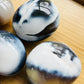 Alternate angle of Orca Agate palm stone, showing subtle veining.