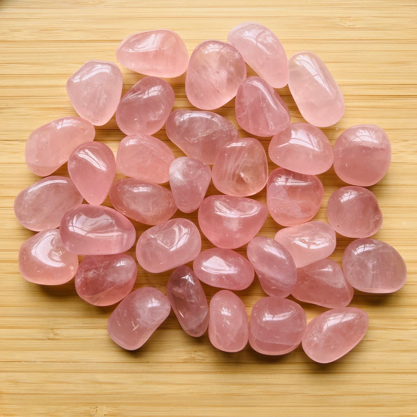 Rose Quartz tumbled stone in Pink tones, ethically sourced from Brazil for Emotional Healing and Stress Relief
