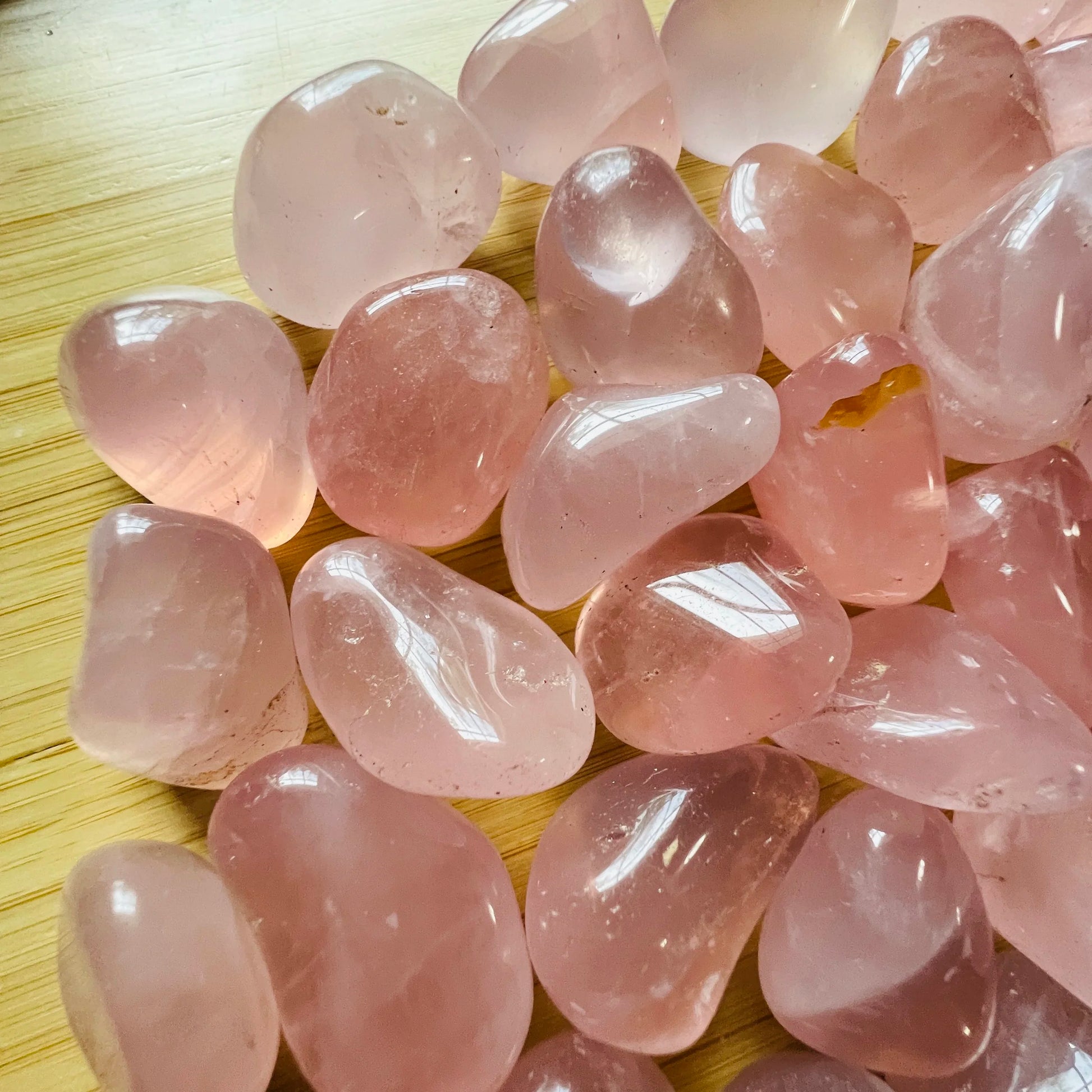 Rose Quartz tumbled stone in Pink tones from Brazil for Emotional Healing and Stress Relief