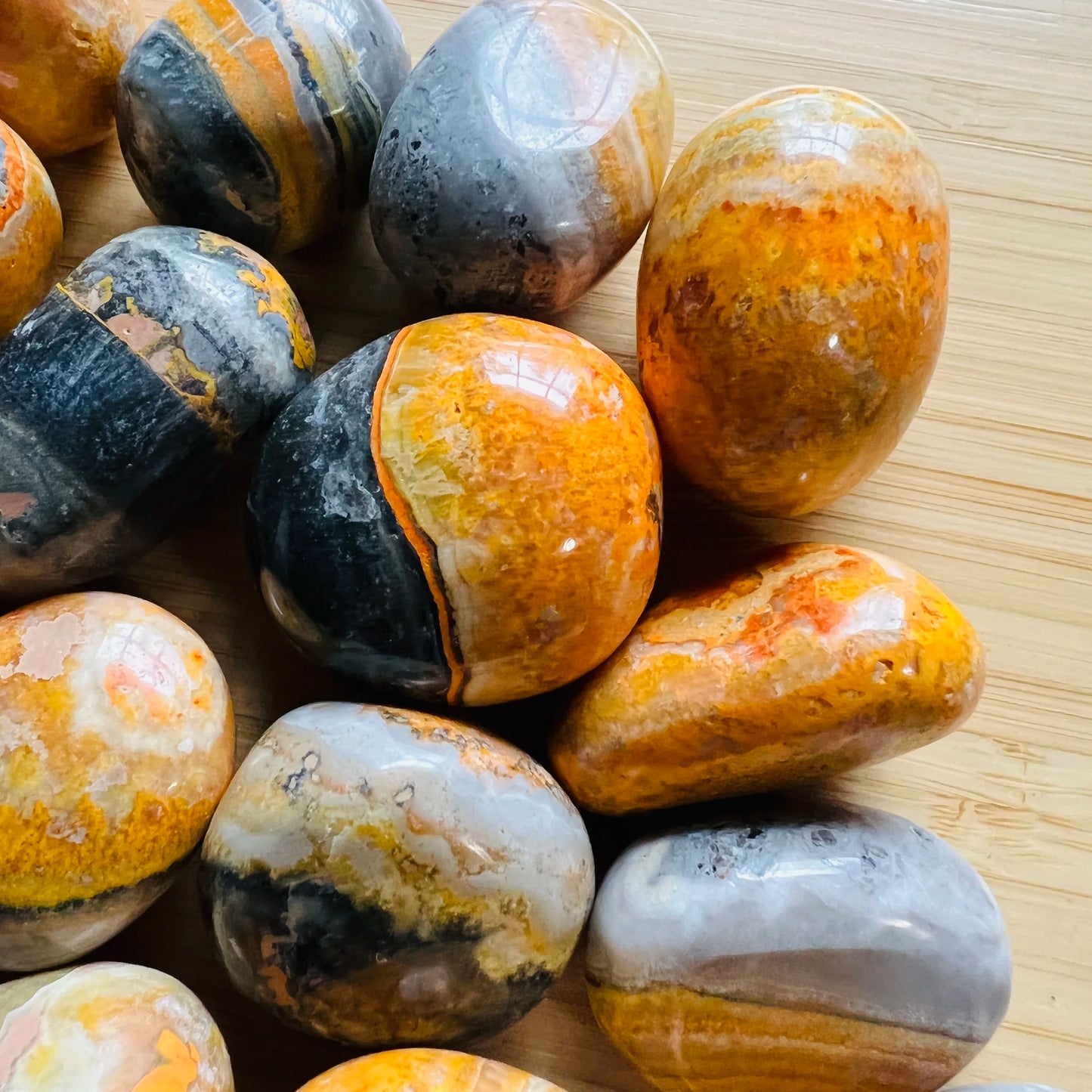 Bumblebee Jasper crystal in Yellow, Black tones from Indonesia for Energy and Manifestation