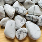 Howlite tumbled stone from Zimbabwe with White, Gray color, polished finish for mindful calm