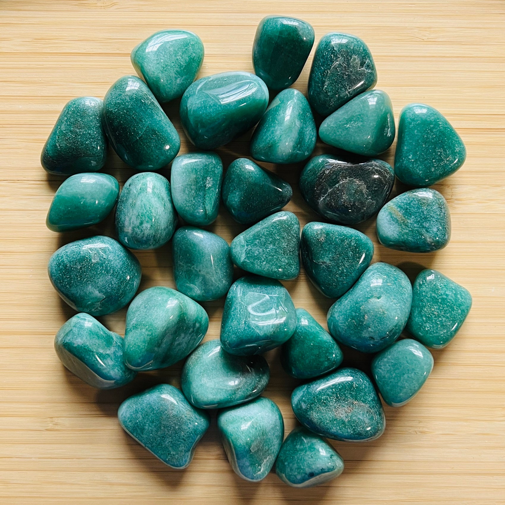 Aventurine tumbled stone in Green tones, ethically sourced from Brazil for Abundance and Emotional Healing
