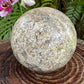 Macro view of Ocean Jasper polished sphere, hand-selected from Sofia, Madagascar.