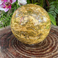 Close-up of Ocean Jasper polished sphere, showing characteristic finish.