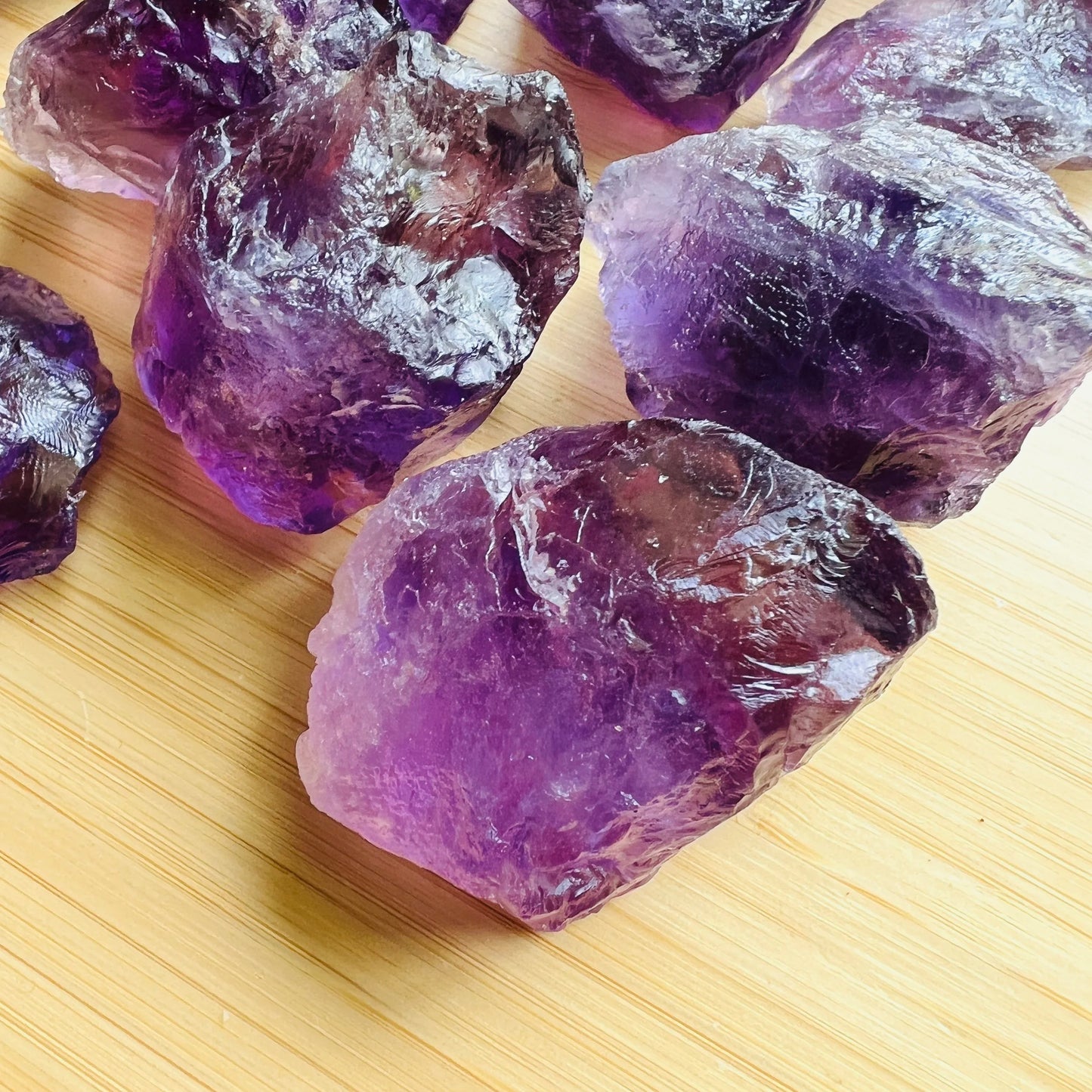 Full profile of Grade AA Amethyst raw ready to ship from Beyond Bohemian