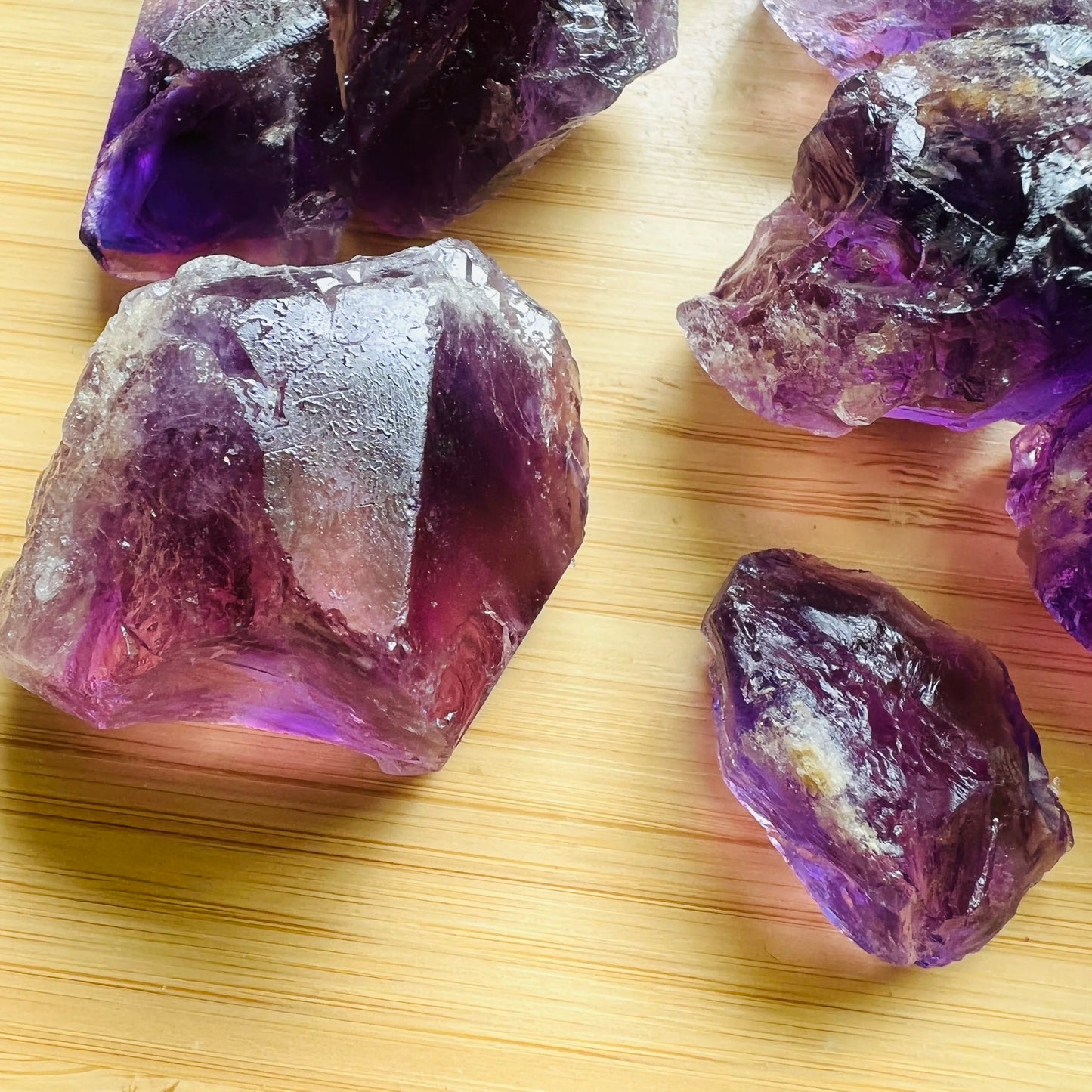 Full profile of Grade AA Amethyst raw ready to ship from Beyond Bohemian