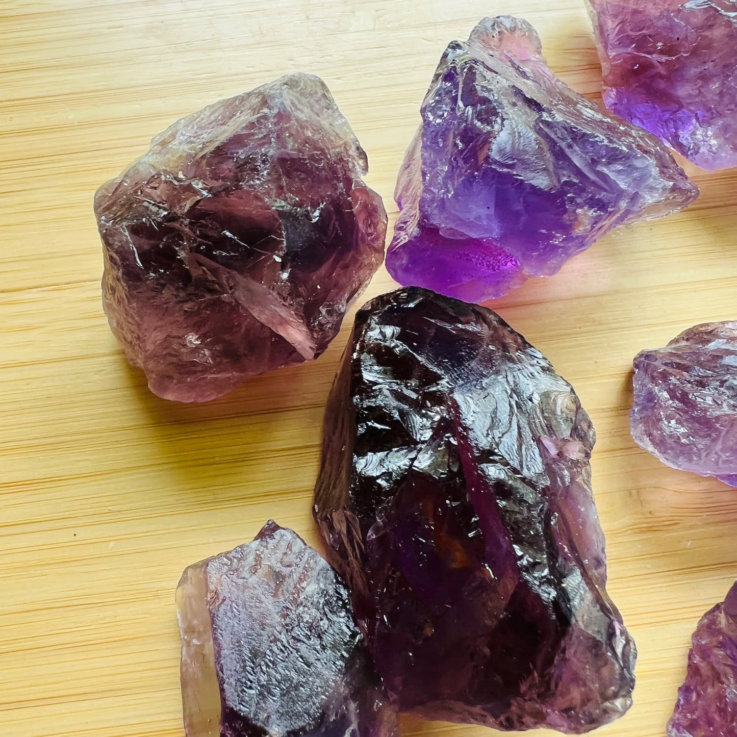 Full profile of Grade AA Amethyst raw ready to ship from Beyond Bohemian
