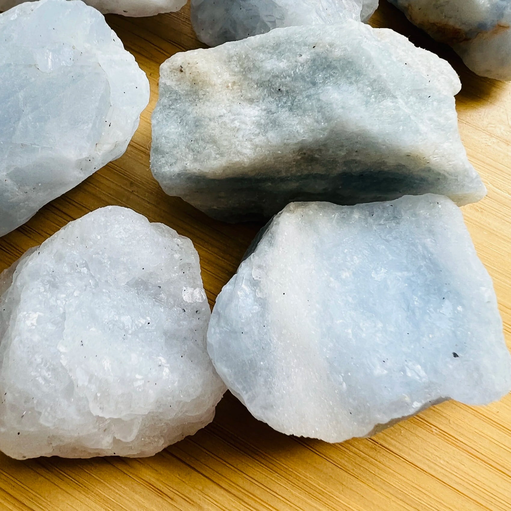 Plan view of Blue Calcite raw stone, Madagascar-sourced.