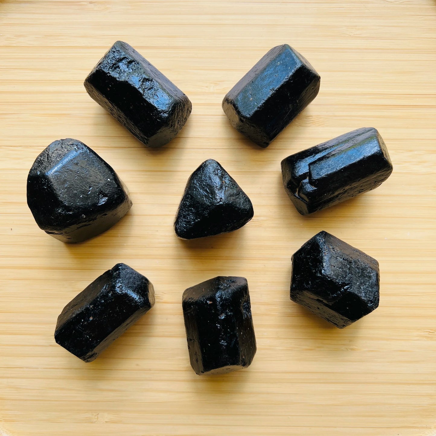 Profile shot of Grade A Black Tourmaline raw stone, from Mashonaland West, Zimbabwe.