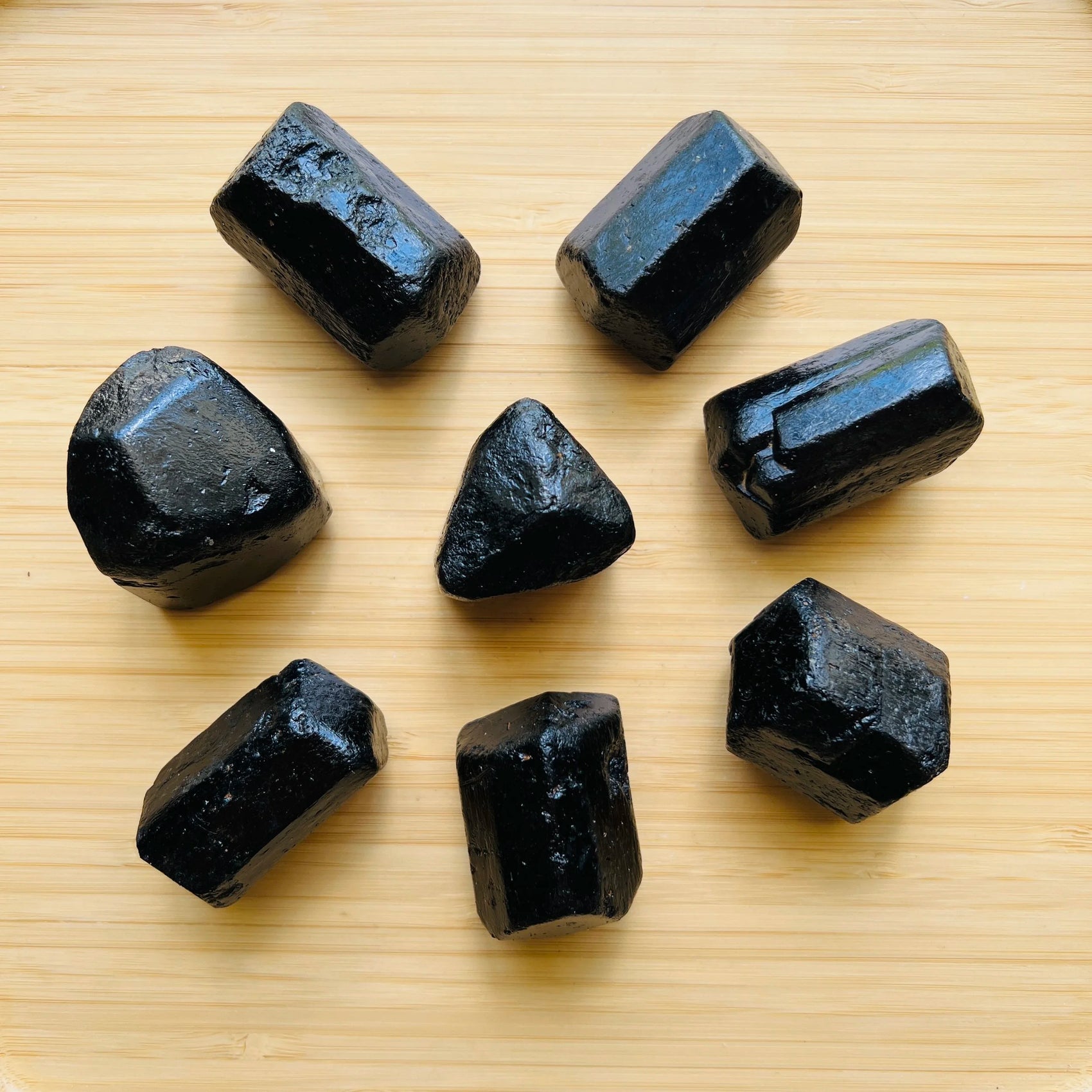 Profile shot of Grade A Black Tourmaline raw stone, from Mashonaland West, Zimbabwe.