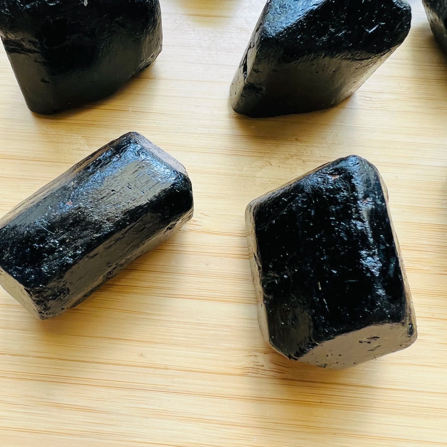 Full profile of Grade A Black Tourmaline raw ready to ship from Beyond Bohemian
